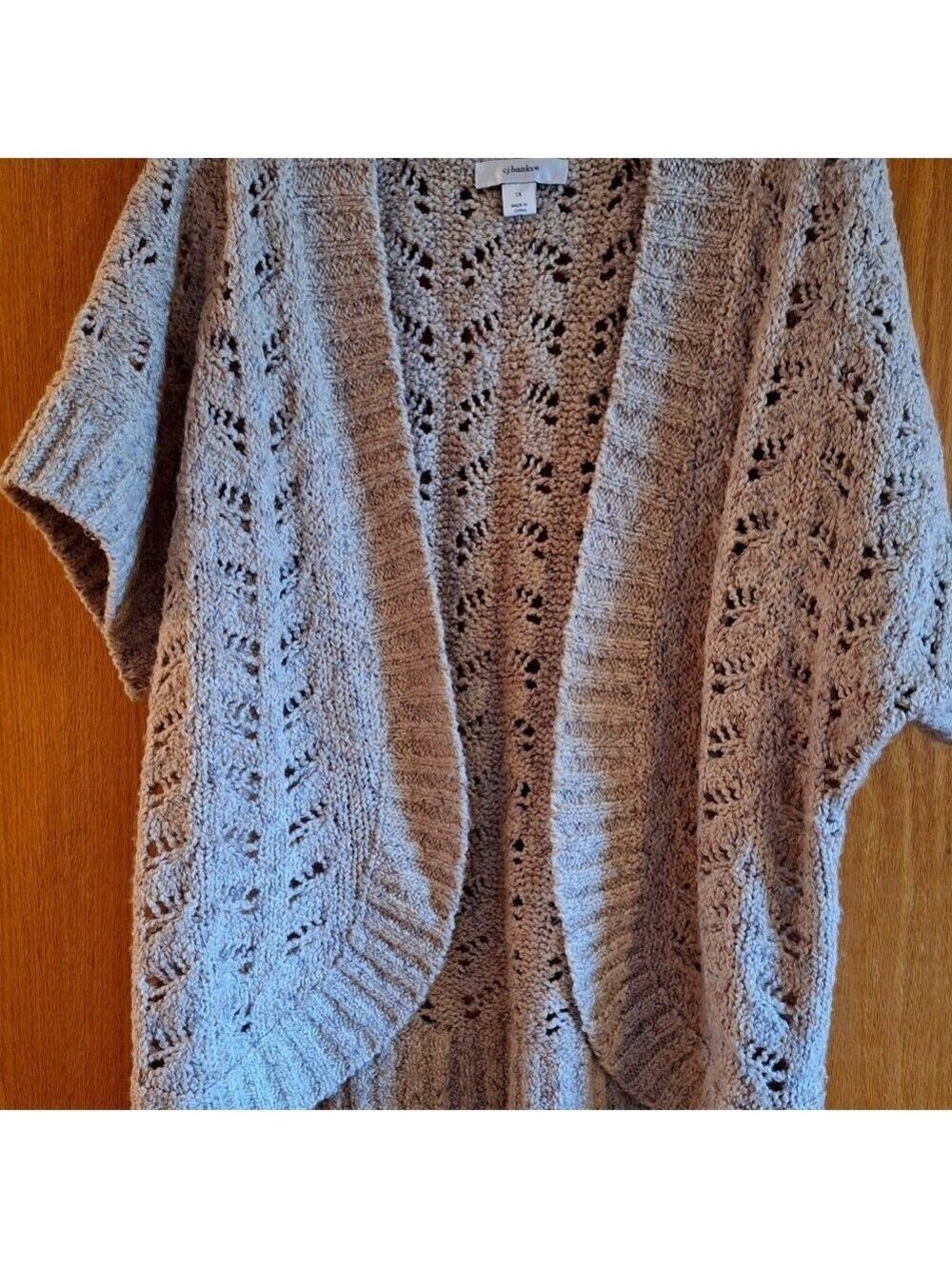 Poncho-CJ Banks TAN Open Knit